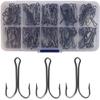 100pcs Double Fishing Hooks, Durable Open Shank Double Frog Hook, High Carbon Steel Sharp Fishhook Extra Strong Small Fly Tying Hook for Saltwater Freshwater view 1