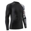HUGE SPORTS Men's Splice UV Sun Protection UPF 50+ Skins Rash Guard Long Sleeves(Split, M) view 2