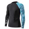 HUGE SPORTS Men's Splice UV Sun Protection UPF 50+ Skins Rash Guard Long Sleeves(Zigzag, L) view 1