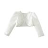 Freebily Kids Girls' Long Sleeves Beaded Cardigan Bolero Jacket Pearls Shrug Short Flower Girls Dress Cover Up Ivory 8-9 view 1