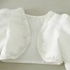Freebily Kids Girls' Long Sleeves Beaded Cardigan Bolero Jacket Pearls Shrug Short Flower Girls Dress Cover Up Ivory 8-9 view 3