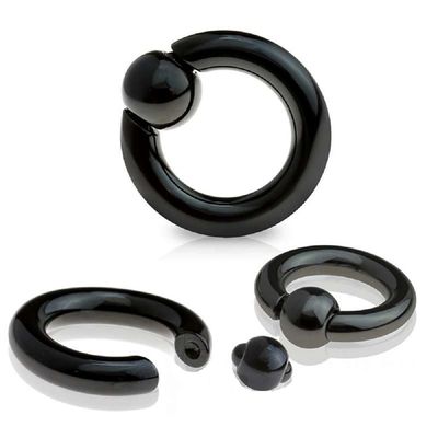 Captive Bead Ring Black IP Spring Action Easy Pop Out 316L Surgical Steel (4g (5 mm) 1/2"-12 mm)