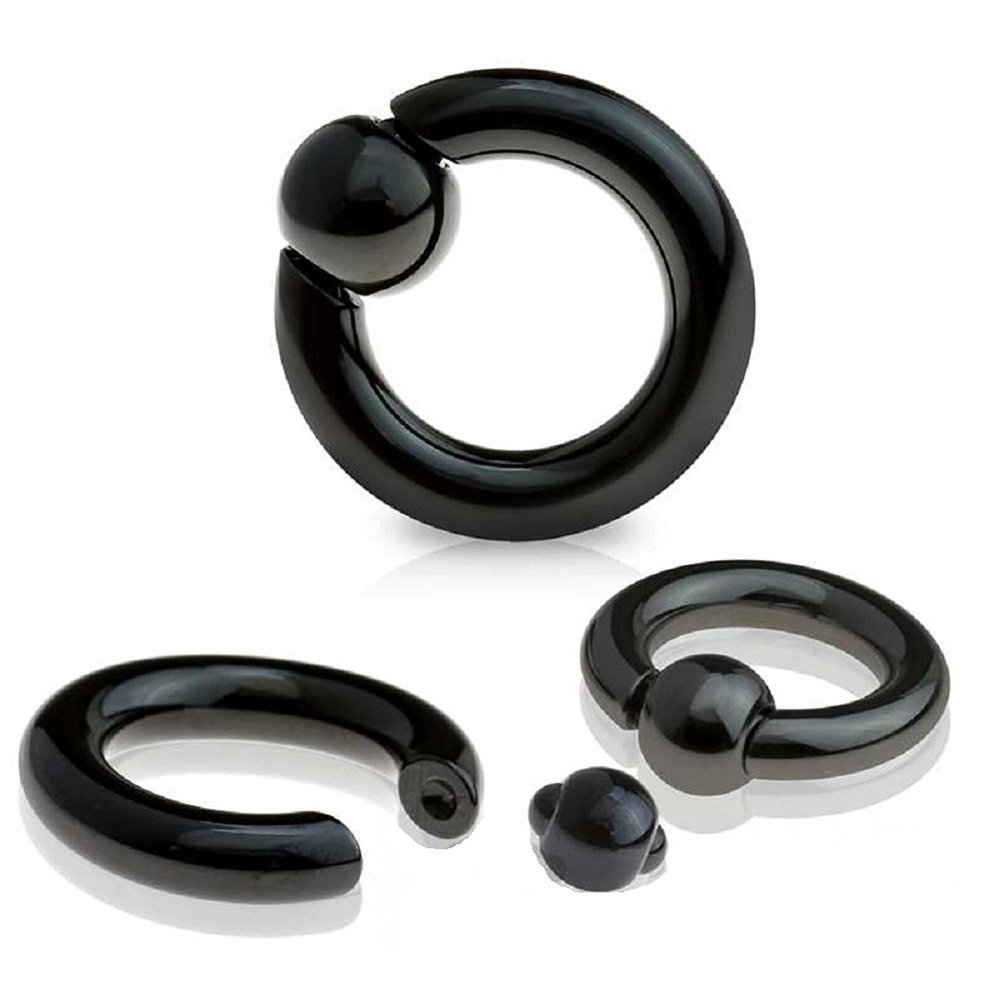 Captive Bead Ring Black IP Spring Action Easy Pop Out 316L Surgical Steel (4g (5 mm) 1/2"-12 mm)