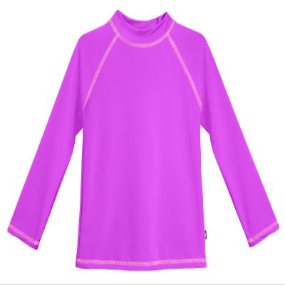 Made in USA Long Sleeve Baby Girls' Rashguard Swimming Suit Swim Tshirt Tee UPF50+ Sun Protection for Beach Pool Summer Fun, Deep Purple, 3/6m