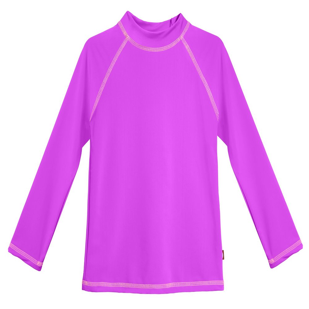 Made in USA Long Sleeve Baby Girls' Rashguard Swimming Suit Swim Tshirt Tee UPF50+ Sun Protection for Beach Pool Summer Fun, Deep Purple, 3/6m