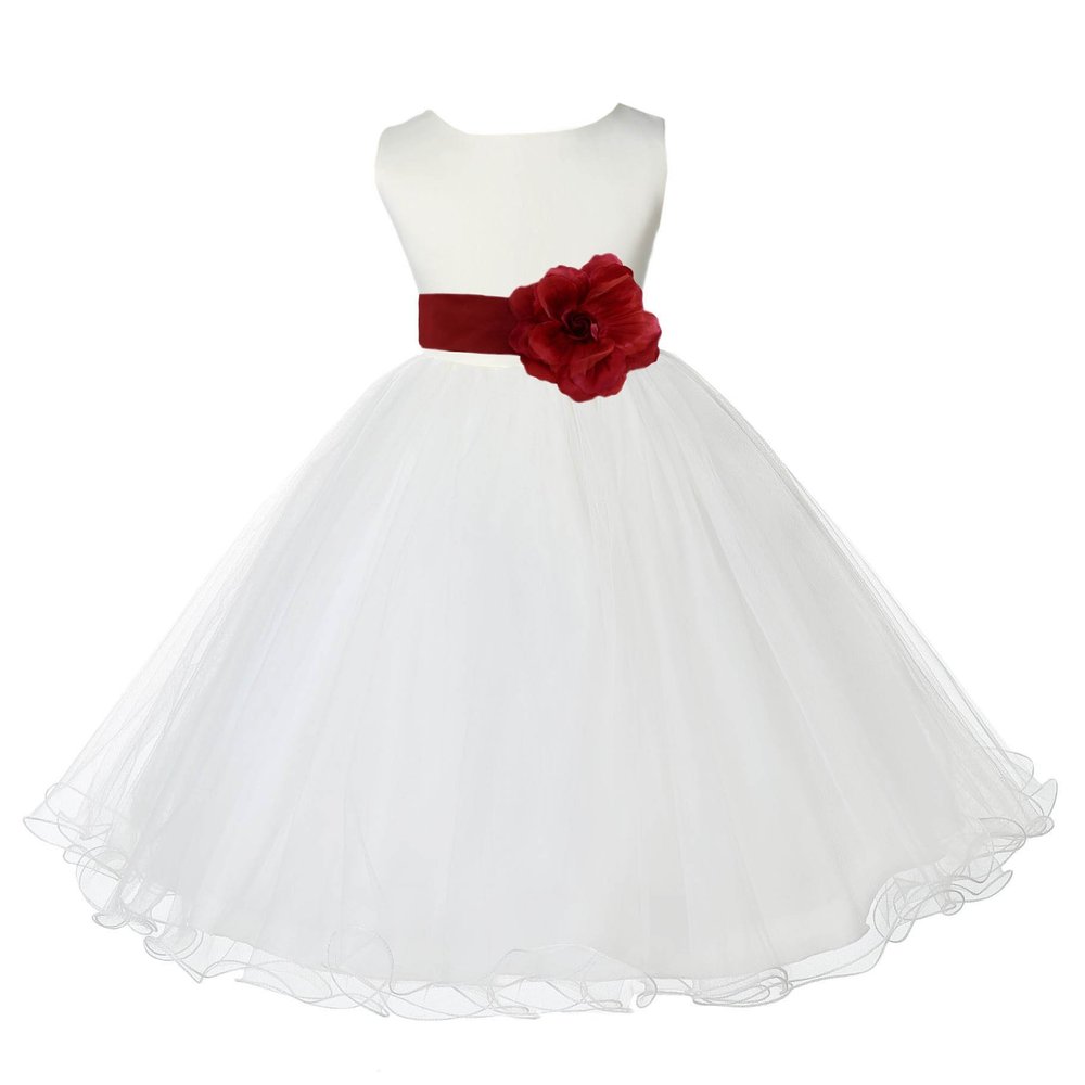 ekidsbridal Ivory Tulle Rattail Edge Flower Girl Dress Wedding Tulle 829S 6