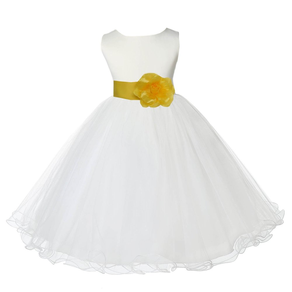 ekidsbridal Ivory Tulle Rattail Edge Flower Girl Dress Wedding Tulle 829S 4