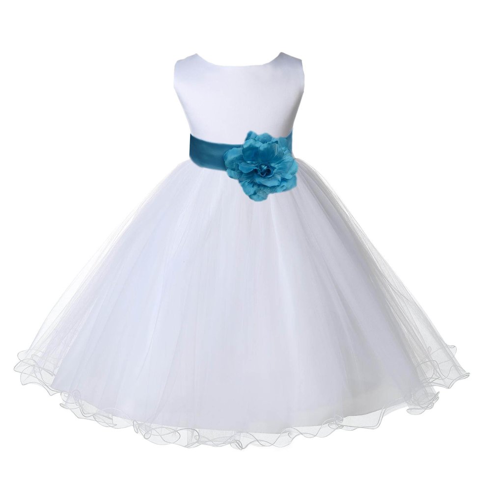 ekidsbridal White Tulle Rattail Edge Flower Girl Dress Wedding Tulle 829S 2