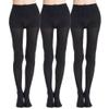 MANZI 3 Pairs Run Resistant Control Top Panty Hose Opaque Tights, Black, L view 1