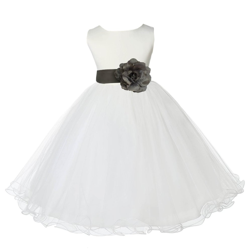 ekidsbridal Ivory Tulle Rattail Edge Flower Girl Dress Wedding Tulle 829S 2