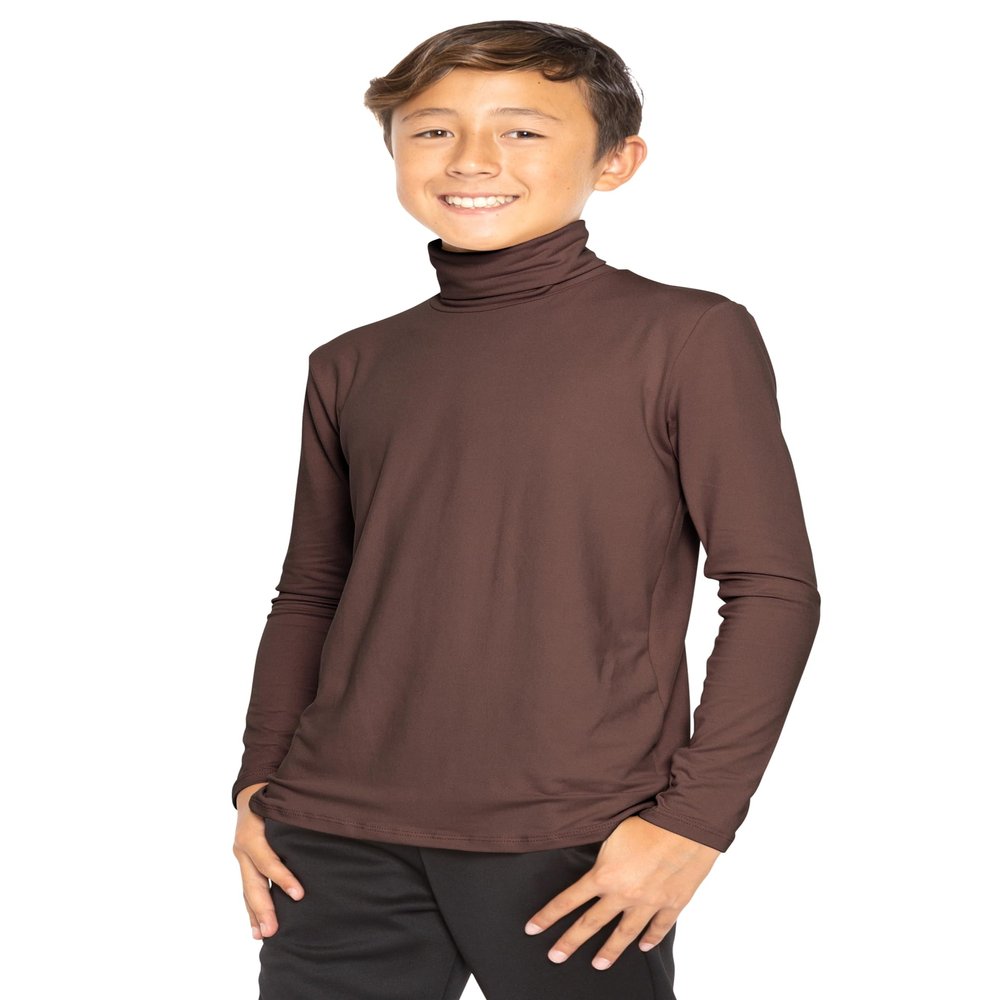 Boy's Oh So Soft Turtleneck Brown Large