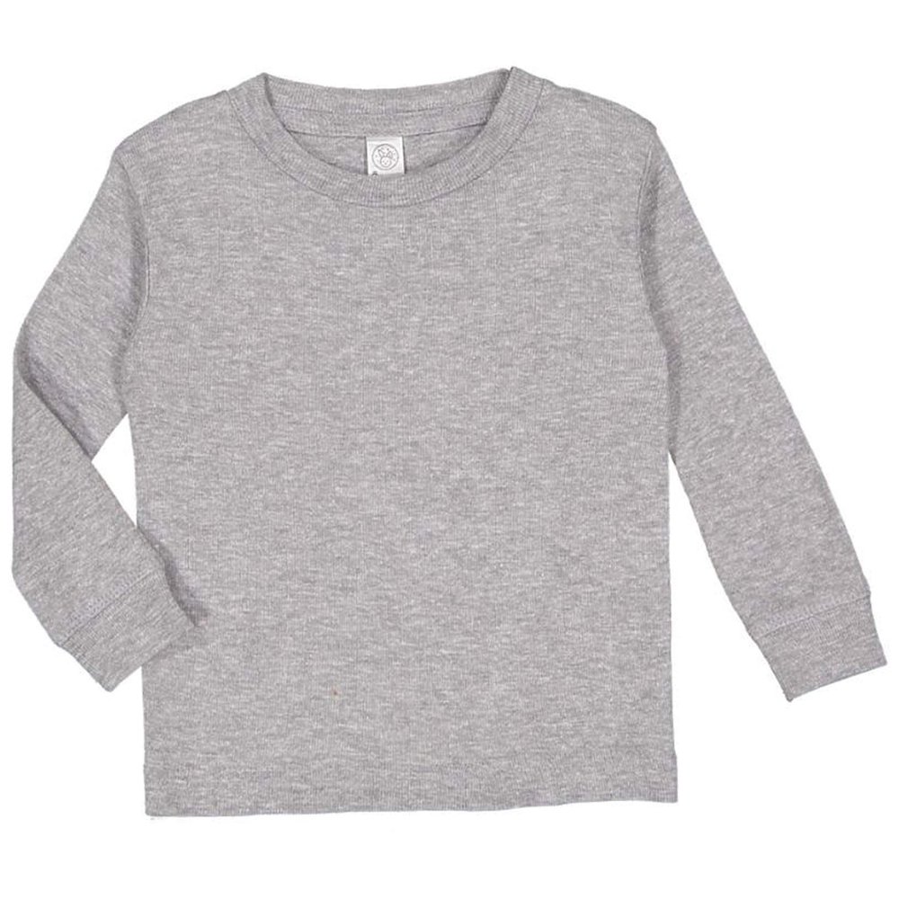 RABBIT SKINS 100% Combed Ringspun Cotton Toddler Long Sleeve Baby Rib Pajama Top, Heather, 2T