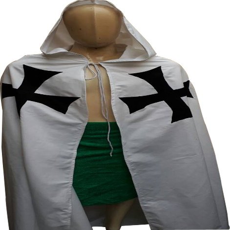 Medieval Warrior LARP Cosplay Costume Templar Knights Cape Cross Cloak ABS (White, Chest Size - 44 inch)