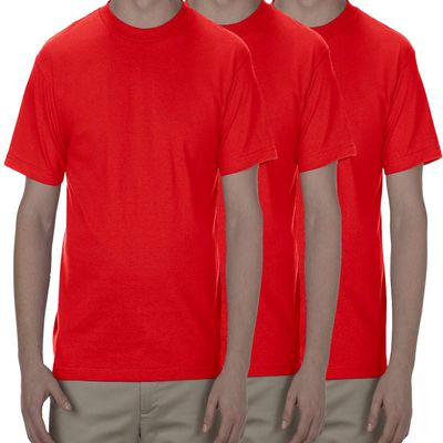 AlStyle Men's Classic Cotton Crew Neck Short Sleeve Plain T-Shirt 3-Pack-Assorted (Medium, Red, Red, Red)
