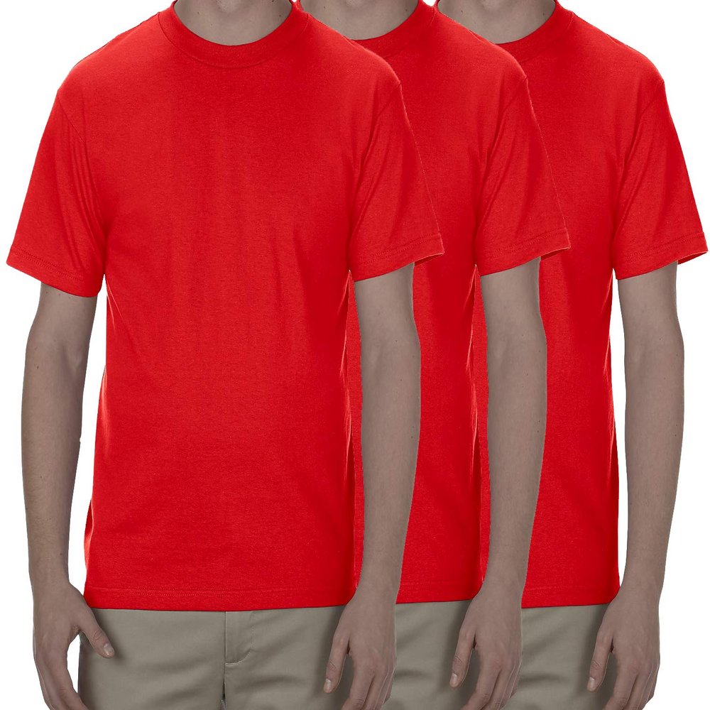 AlStyle Men's Classic Cotton Crew Neck Short Sleeve Plain T-Shirt 3-Pack-Assorted (Medium, Red, Red, Red)