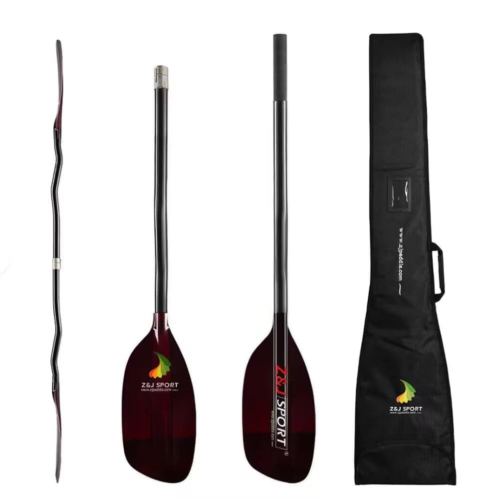 Z&J SPORT Whitewater Kayak Paddle, Durable Translucent Fiberglass Kayak Paddle Blade with Carbon Shaft for Whitewater,River Running, Creeking or Coastal Rock Gardening (Bent Shaft,196cm)