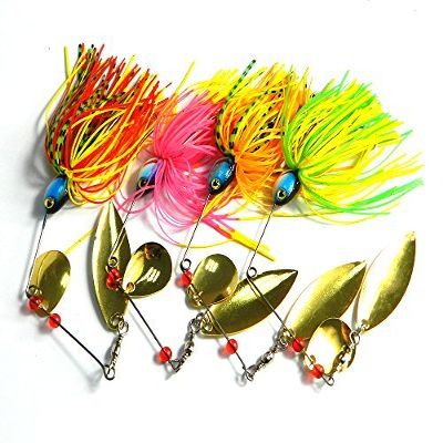 LENPABY 4pcsSpinnerbait/buzzbait Fishing Lure Spinner Baits Kit with Custom Hand Holographic Painted Blades 21g