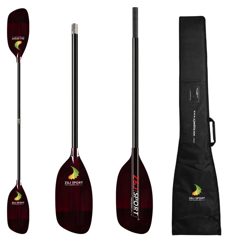 Z&J SPORT Whitewater Kayak Paddle, Durable Translucent Fiberglass Kayak Paddle Blade with Carbon Shaft for Whitewater,River Running, Creeking or Coastal Rock Gardening (Straight Shaft,192cm)