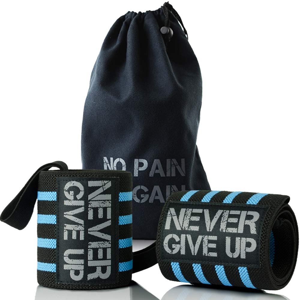 HYFAN Professional Wrist Elbow Knee Wraps Elastic Straps Brace Support Protector for Weightlifting Workout Bodybuilding Gym Fitness (Wrist, Blue)