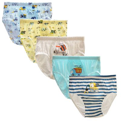 CHUNG Little boys Toddlers Cotton Briefs Underwear 5 Pack, Dig Truck, 7Y