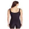 Adoretex Women's One Piece Bathing Suits, Boyleg Unitard Swimsuit for Water Aerobics, Fitness or Lap Swimming (FU002) - Green/Black - L view 4