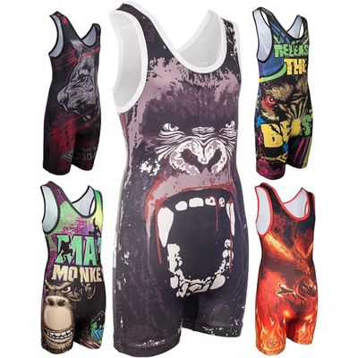 KO Sports Gear Unisex Wrestling Singlet for Adult Wrestlers - Wrestling Singlet for Men & Women - Bold Durable Uniform, Stretchy Breathable Material - Bloody Gorilla, Adult Large