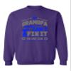 If Grandpa Can't Fix It No One Can Mechanic Tools Funny DT Crewneck Sweatshirt (Small, Purple) view 1