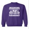 Weekend Forecast Camping with A Chance of Drinking Funny DT Crewneck Sweatshirt (Large, Purple) view 1