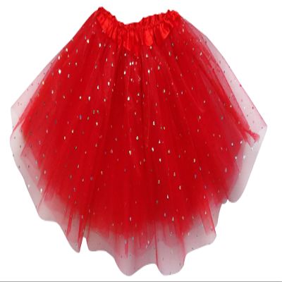 Adult, Plus, or Kids Size Valentine's Day Sequin Love Heart Tutu Costume Skirt (XL (Plus Size), Red)