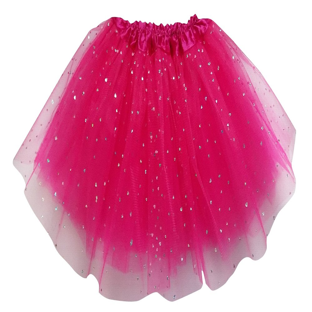 Adult, Plus, or Kids Size Valentine's Day Sequin Love Heart Tutu Costume Skirt (XL (Plus Size), Hot Pink)