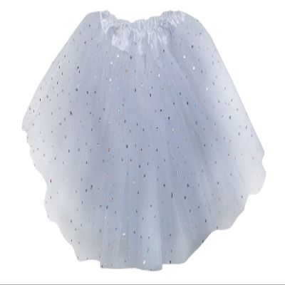 Adult, Plus, or Kids Size Valentine's Day Sequin Love Heart Tutu Costume Skirt (XL (Plus Size), White)