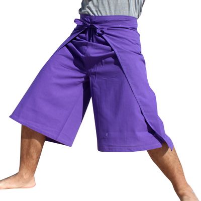 RaanPahMuang Drive in Wrap Pants in Summer Plain Mixed Cotton, Medium, Aum Cotton - Amethyst Violet