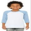 Bella + Canvas Youth 3/4-Sleeve Baseball T-Shirt L WHITE/ DENIM view 1