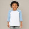 Bella + Canvas Youth 3/4-Sleeve Baseball T-Shirt L WHITE/ DENIM view 3
