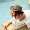 American Hat Makers Breeze Small Leather and Mesh Sun Hat for Men and Women | Wide Brim Outdoor Hat with UPF 50 Sun Protection, Breathable Design with Adjustable Chin Strap Brown view 3