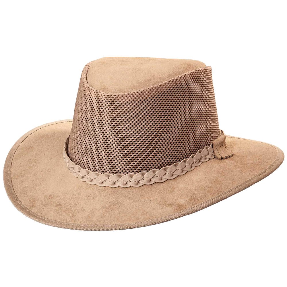 American Hat Makers Breeze Leather and Mesh Sun Hat for Men and Women  Latte, Large