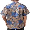 RaanPahMuang Light Smart Classic Cut Buttoned Thai Silk Artistic Short Sleeve, Small, Brown view 2