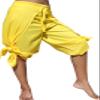 RaanPahMuang Drive in Wrap Capri Length Pants in Light Viscose Rayon Fabric, Large, Yellow view 1