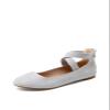 DREAM PAIRS Women's Comfortable Fashion Elastic Ankle Straps Flats Shoes,Size 10,Grey,Sole_Stretchy view 1