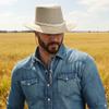 American Hat Makers Breeze Medium Leather and Mesh Sun Hat for Men and Women | Wide Brim Outdoor Hat with UPF 50 Sun Protection, Breathable Design with Adjustable Chin Strap view 2