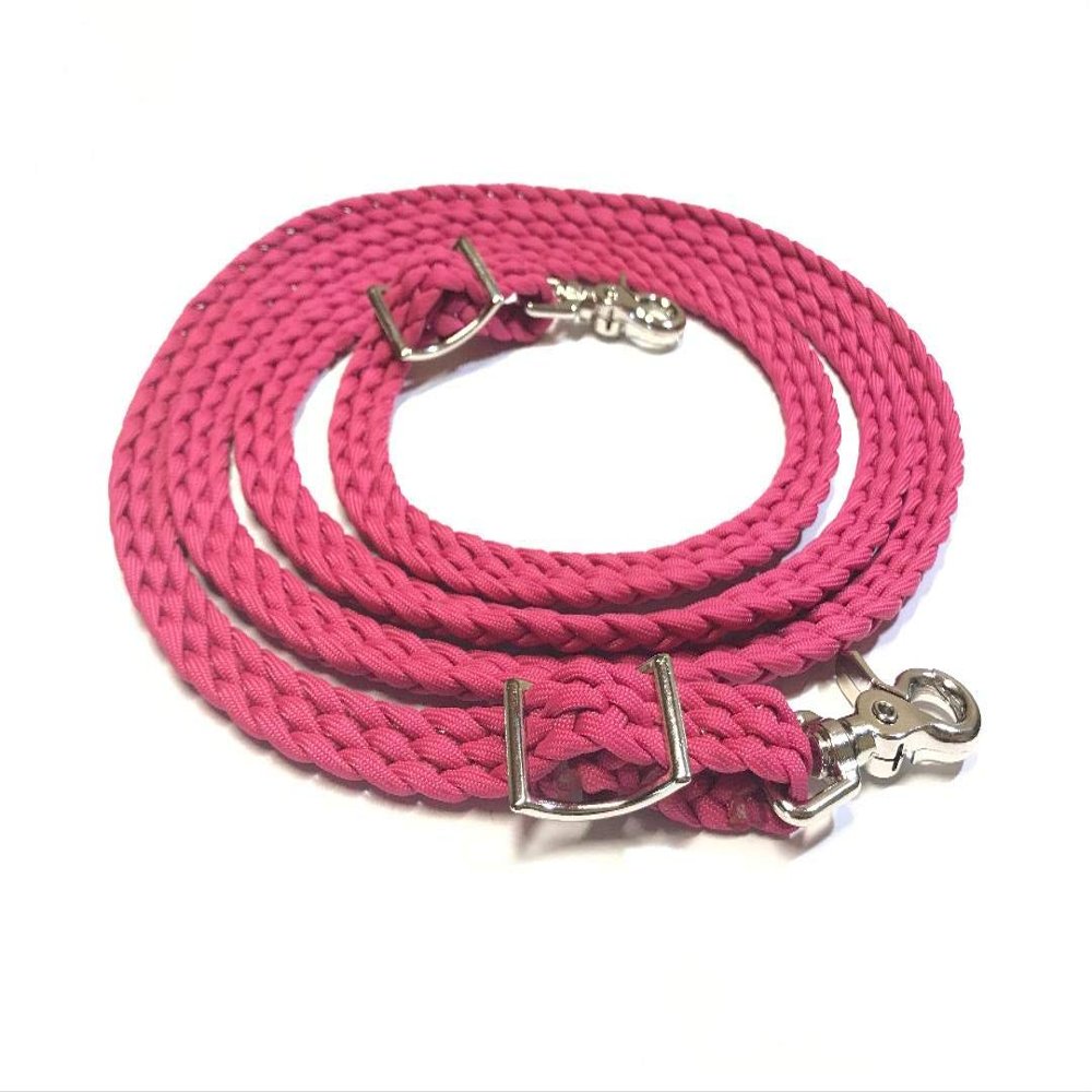 flat braided paracord reins fuschia FR30