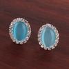 Bridal Rhinestone Opal Oval Shape Clip on Earrings for Women Charm Jewelry No Hole Ear Clip (lake blue) view 3