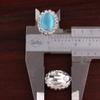 Bridal Rhinestone Opal Oval Shape Clip on Earrings for Women Charm Jewelry No Hole Ear Clip (lake blue) view 4