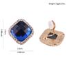 Grace Jun Gold Color Rhinestone Crystal Square Shape Clip on Earrings No Pierced for Women Cuff Ear Clip (Navy blue Clip-on) view 4