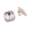 Grace Jun Gold Color Rhinestone Crystal Square Shape Clip on Earrings No Pierced or Stud Earrings (White Clip-on) view 1