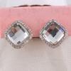 Grace Jun Gold Color Rhinestone Crystal Square Shape Clip on Earrings No Pierced or Stud Earrings (White Clip-on) view 2