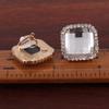Grace Jun Gold Color Rhinestone Crystal Square Shape Clip on Earrings No Pierced or Stud Earrings (White Clip-on) view 3