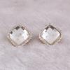 Grace Jun Gold Color Rhinestone Crystal Square Shape Clip on Earrings No Pierced or Stud Earrings (White Clip-on) view 4