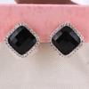 Grace Jun Gold Color Rhinestone Crystal Square Shape Clip on Earrings No Pierced or Stud Earrings (Black Clip-on) view 3