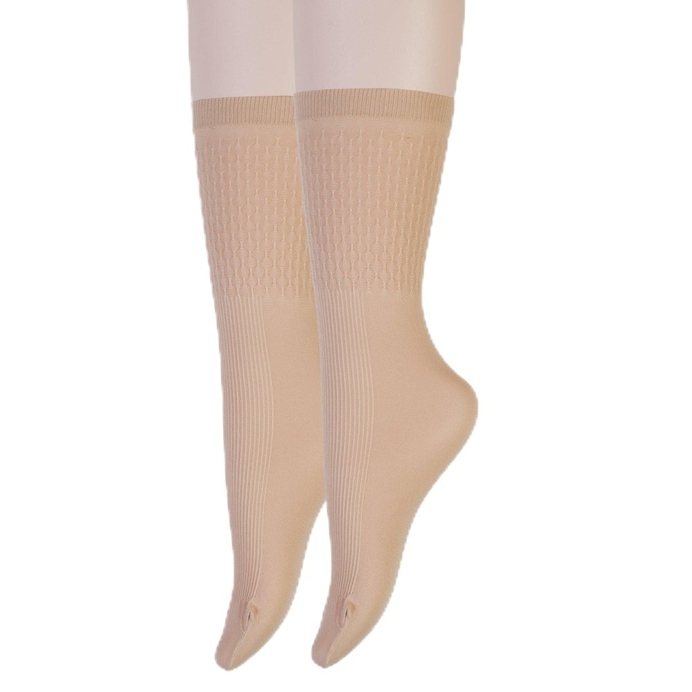 12 Pairs Women's Ankle High Sheer Nylon Socks All Kinds Special (Long Pattern Fit 6 Pairs, Beige)